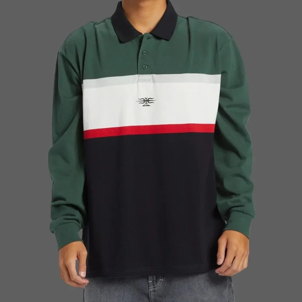 Quiksilver Mercury Rugby Polo Forest Green Large NWT